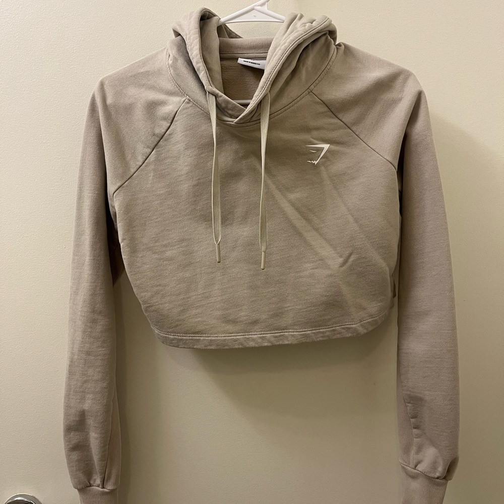 Gymshark Beige Cropped Hoodie